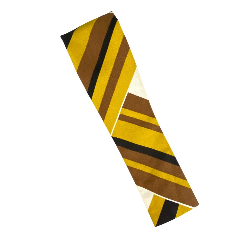 VTG Rooster Mens Tie Hospitality Motor Inn Cotton Yellow Brown Square 70's 54x3
